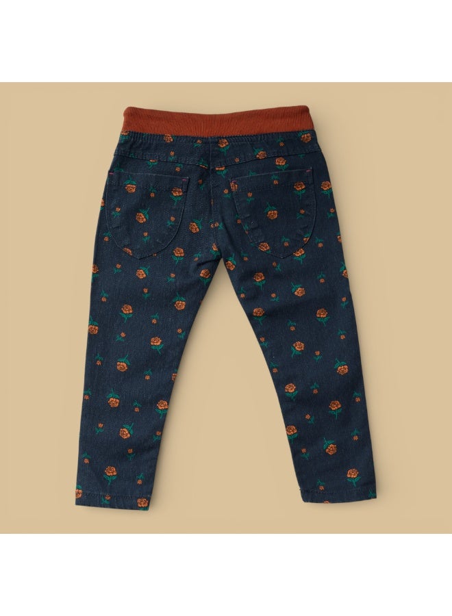 MARWAN Girls All Over Print Twill Long Pants with Elastic Waist and Drawstring - Image 2